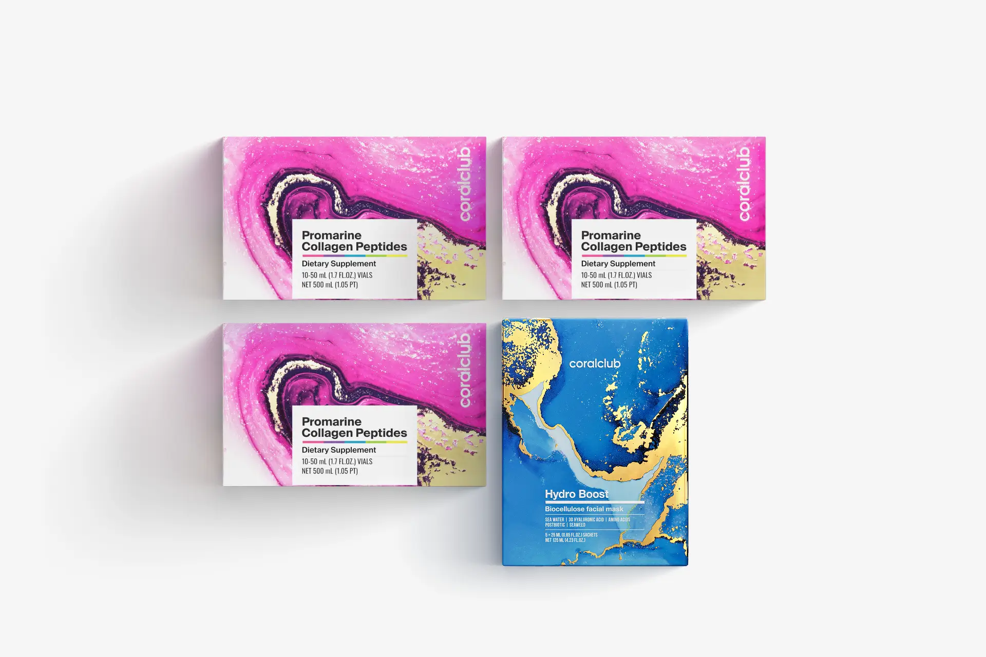 Promarine Collagen Peptides (1-month course) & Hydro Boost Biocellulose facial mask (5 sachets)